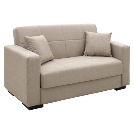 Καναπές-κρεβάτι με αποθηκευτικό χώρο διθέσιος Vox  κρεμ ύφασμα 155x85x80εκ