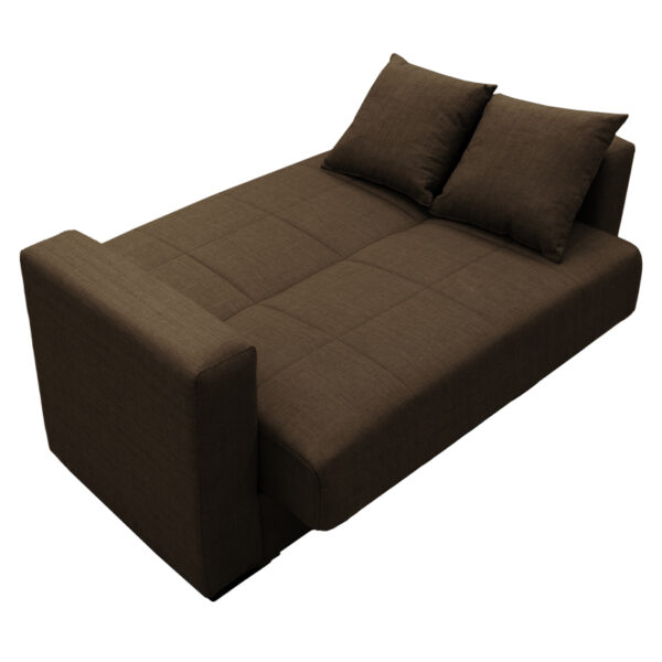 Καναπές-κρεβάτι με αποθηκευτικό χώρο διθέσιος Vox  ανοιχτό καφέ ύφασμα 155x85x80εκ