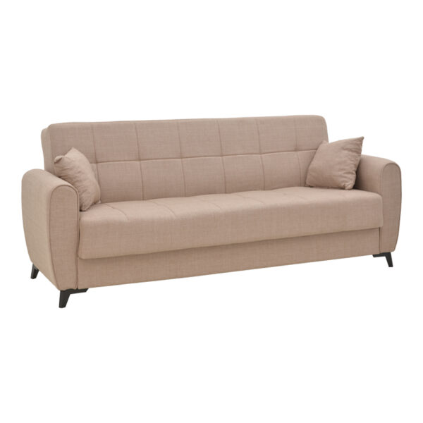 Καναπές-κρεβάτι με αποθηκευτικό χώρο τριθέσιος Lincoln  μπεζ ύφασμα 225x85x90εκ