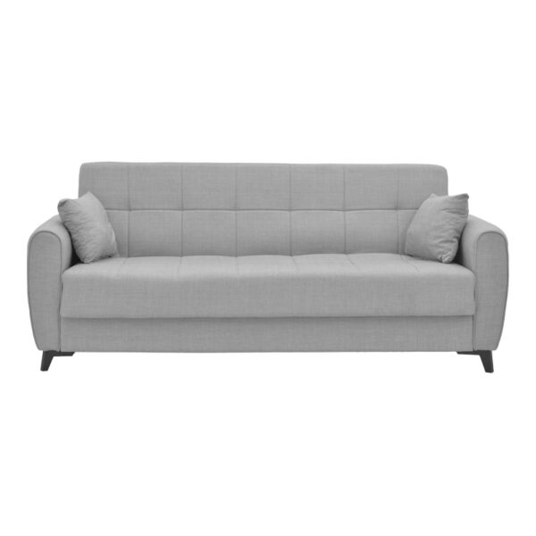 Καναπές-κρεβάτι με αποθηκευτικό χώρο τριθέσιος Lincoln  ανοιχτό γκρι ύφασμα 225x85x90εκ