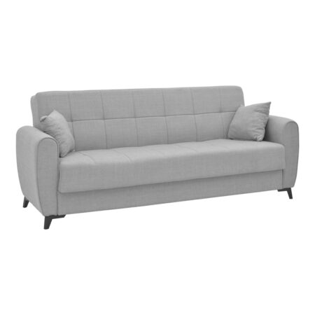 Καναπές-κρεβάτι με αποθηκευτικό χώρο τριθέσιος Lincoln  ανοιχτό γκρι ύφασμα 225x85x90εκ