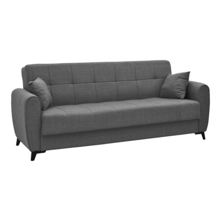 Καναπές-κρεβάτι με αποθηκευτικό χώρο τριθέσιος Lincoln  ανθρακί ύφασμα 225x85x90εκ