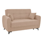 Καναπές-κρεβάτι με αποθηκευτικό χώρο διθέσιος Lincoln  μπεζ ύφασμα 165x85x90εκ