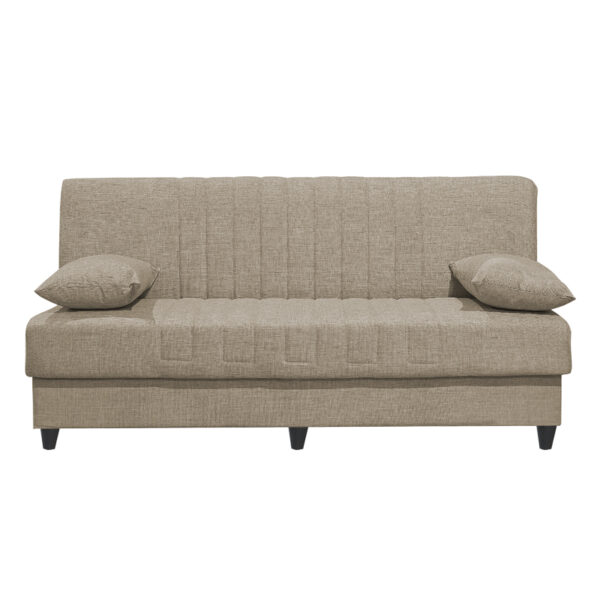 Καναπές-κρεβάτι με αποθηκευτικό χώρο τριθέσιος Romina  κρεμ ύφασμα 190x85x90εκ