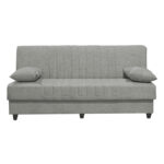 Καναπές-κρεβάτι με αποθηκευτικό χώρο τριθέσιος Romina  ανοιχτό γκρι ύφασμα 190x85x90εκ
