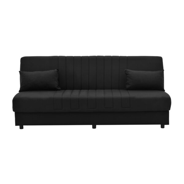 Καναπές-κρεβάτι με αποθηκευτικό χώρο τριθέσιος Romina  μαύρο ύφασμα 190x85x90εκ