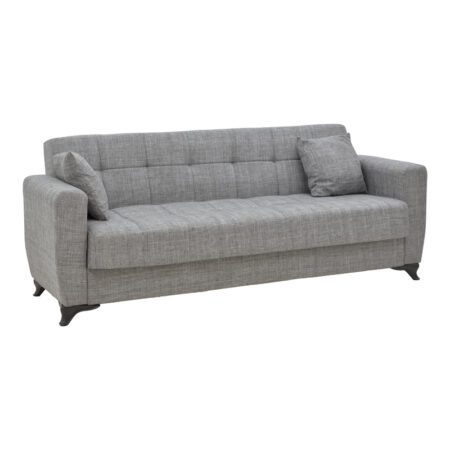 Καναπές-κρεβάτι με αποθηκευτικό χώρο τριθέσιος Modestole  γκρι ύφασμα 215x85x80εκ