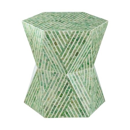 Artekko Ivory Τραπέζι Βοηθητικό Σκαμπό MDF Capiz Πράσινο (48.5x48.5x50)cm