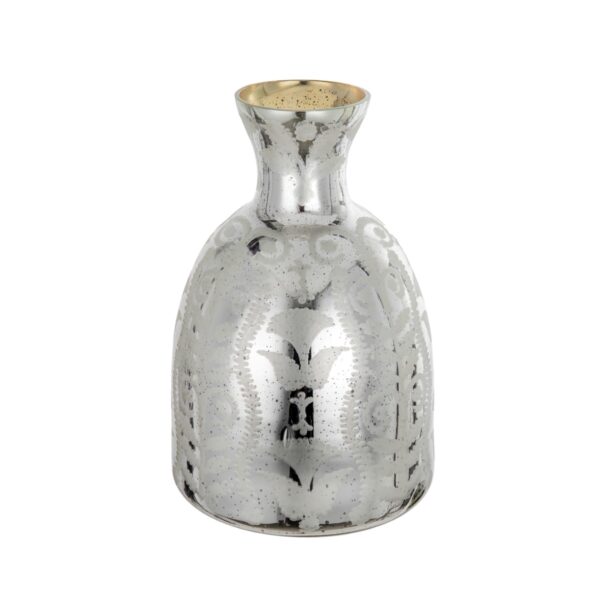Artekko Silver Διακοσμητικό Βάζο με Πώμα Αντικέ Γυαλί Ασημί (30.5x30.5x45.5)cm