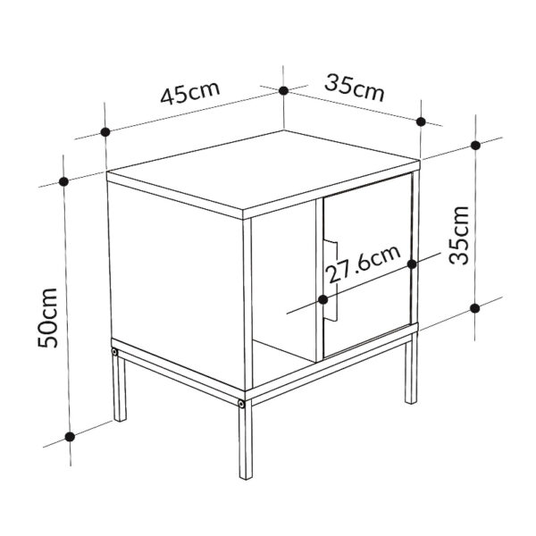 Κομοδίνο Glynn Megapap χρώμα saphhire oak 45x35x50εκ.