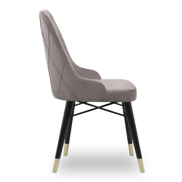 Καρέκλα τραπεζαρίας Floria Megapap από βελούδο χρώμα μπεζ - μαύρο/χρυσό πόδι 54x48x91εκ.
