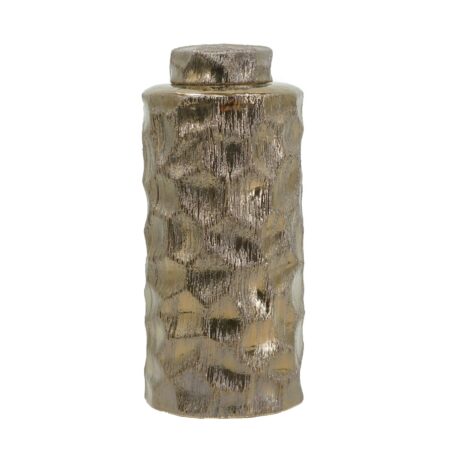 Artekko Lidded Διακοσμητικό Δοχείο Βάζο με Καπάκι Κεραμικό Μπρονζέ (14x14x32.5)cm