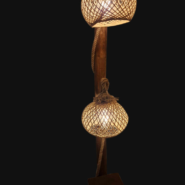 Artekko Tropical Φωτιστικό Δαπέδου με 2 Λάμπες (E27) Ξύλο Σχοινί (25x25x172)cm