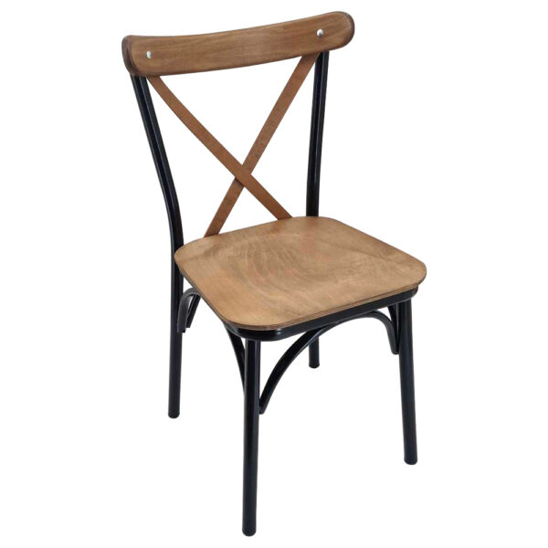 ARTEKKO Καρέκλα με Χ Ξύλινη Πλάτη/Κάθισμα και Μεταλλικό Σκελετό (46x46x87)cm WALNUT