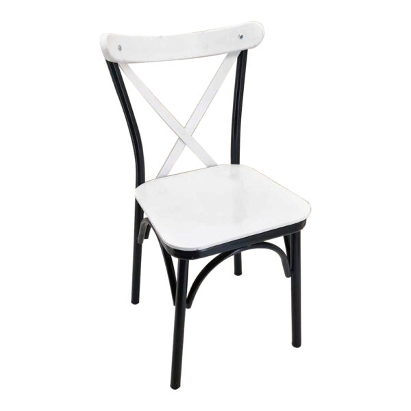 ARTEKKO Καρέκλα με Χ Ξύλινη Πλάτη/Κάθισμα και Μεταλλικό Σκελετό (46x46x87)cm WHITE