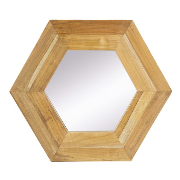 Artekko Mirror Καθρέφτης Τοίχου από Ξύλο Teak MDF Φυσική Απόχρωση (47x47x1.9)cm