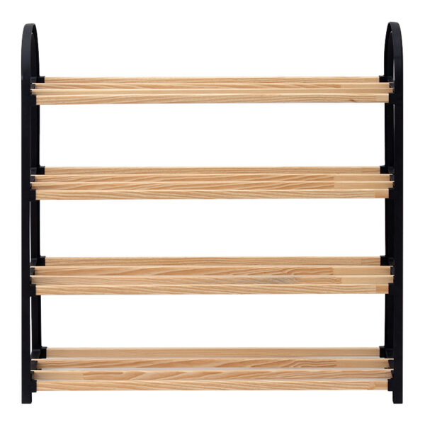 Παπουτσοθήκη ξύλινη - πλαστική χρώμα φυσικό - μαύρο 67x18x65εκ.