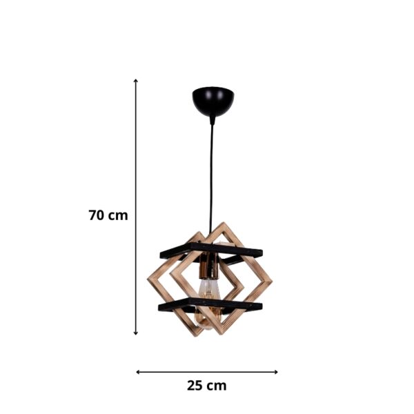 Φωτιστικό οροφής Legno Megapap E27 ξύλινο μονόφωτο χρώμα φυσικό - μαύρο 25x18x70εκ.