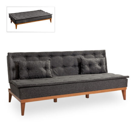 Καναπές - κρεβάτι Veron  τριθέσιος υφασμάτινος χρώμα ανθρακί 180x80x78εκ.