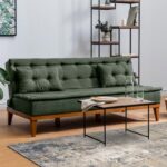 Καναπές - κρεβάτι Veron  τριθέσιος υφασμάτινος χρώμα πράσινο 180x80x78εκ.