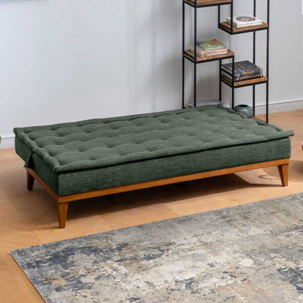 Καναπές - κρεβάτι Veron  τριθέσιος υφασμάτινος χρώμα πράσινο 180x80x78εκ.