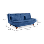 Καναπές - κρεβάτι Lucas  τριθέσιος υφασμάτινος χρώμα σκούρο μπλε 190x85x85εκ.
