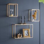 Artekko Decor 3x Ράφια Κλεψύδρα Κοράλλι Κορνίζα 2x Κηροπήγια Φωτογραφική Μηχανή Μέταλλο Γυαλί Χρυσό Σετ/6