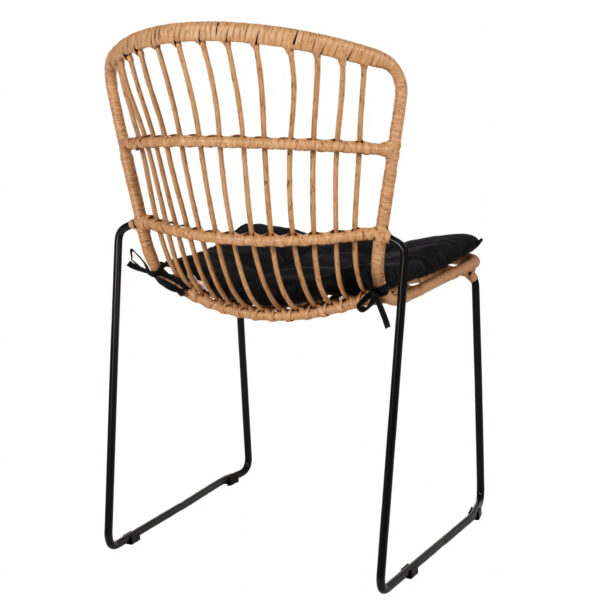 Καρέκλα Κήπου  ALFENUS Φυσικό/Μαύρο Rattan/Μέταλλο 50x55x84cm