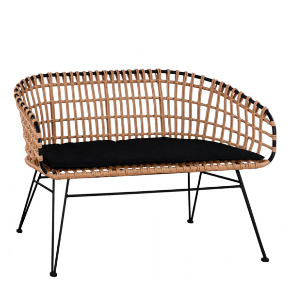 Καναπές Κήπου  ARVENIUS Φυσικό/Μαύρο Rattan 124x57x77cm