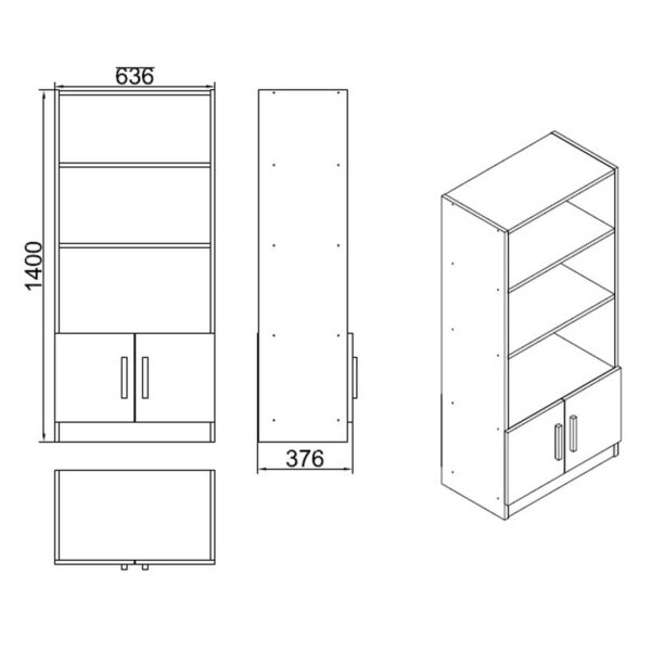 Βιβλιοθήκη  EDGWARE Οξιά/Μαύρο Μοριοσανίδα 63.6x37.6x140cm