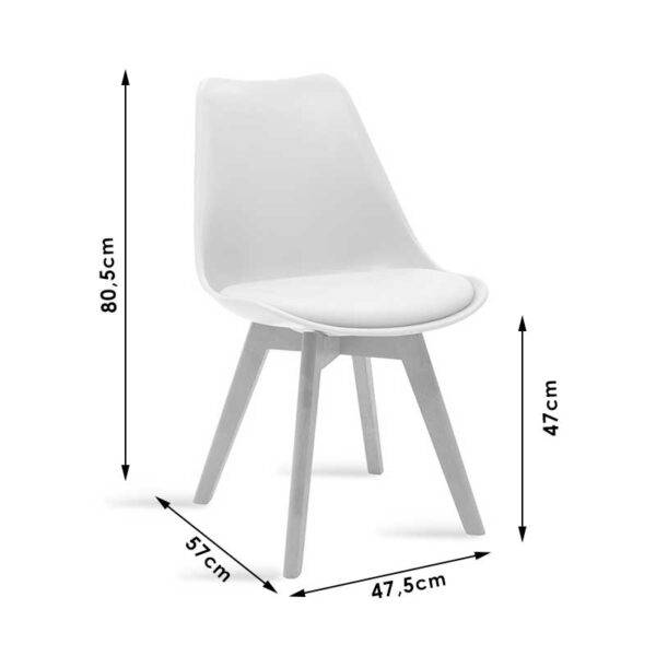 Καρέκλα Gaston  PP-PU λευκό-φυσικό πόδι 53.5x48.5x83εκ