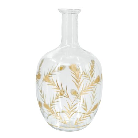 Artekko Aphelios Διακοσμητικό Βάζο Γυαλί Διάφανο Χρυσό (23x23x41)cm