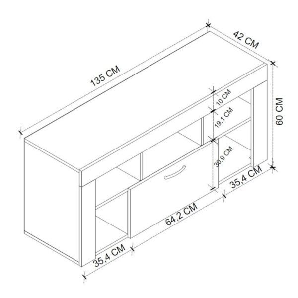 Έπιπλο τηλεόρασης Midili Megapap χρώμα sapphire oak - ανθρακί 135x42x60,7εκ.