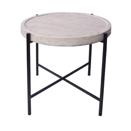 TERRAZO SIDE TABLE OFF WHITE ΜΑΥΡΟ 63