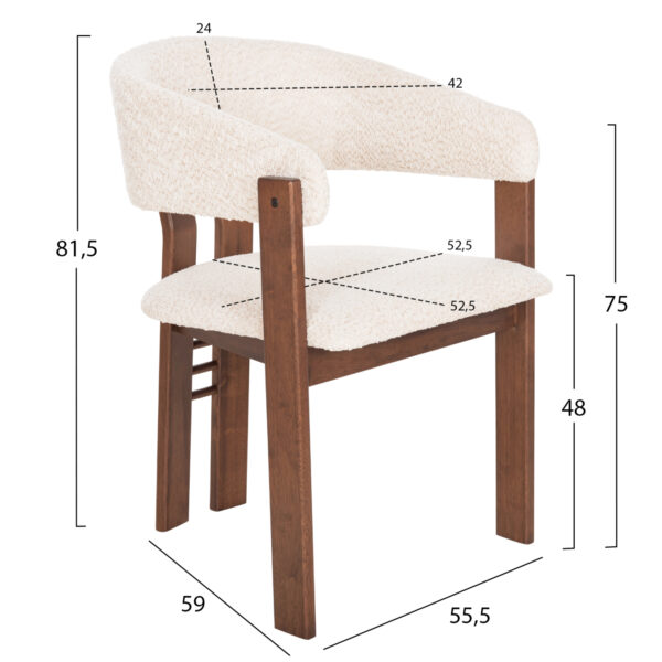 ΚΑΡΕΚΛΑ ZARRA HM9970.03 RUBBERWOOD ΣΕ ΚΑΡΥΔΙ-ΕΚΡΟΥ ΜΠΟΥΚΛΕ ΥΦΑΣΜΑ 55,5x59x81,5Υεκ