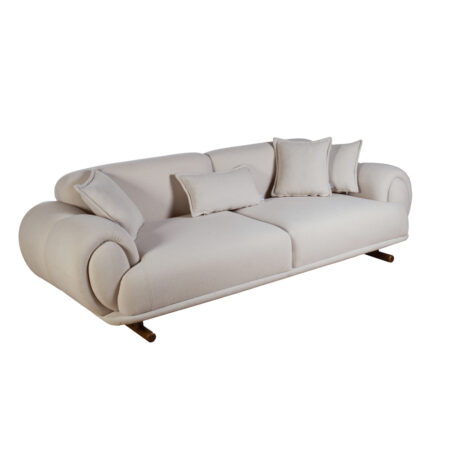 Artekko Sara Τριθέσιος Καναπές με Μπεζ  Μπουκλέ Ύφασμα (250x95x80)cm