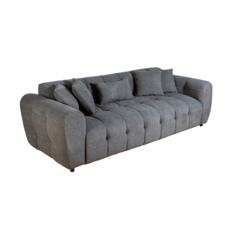 Artekko Sara Τριθέσιος Καναπές με Σκούρο Γκρι Μπουκλέ Ύφασμα (240x100x80)cm