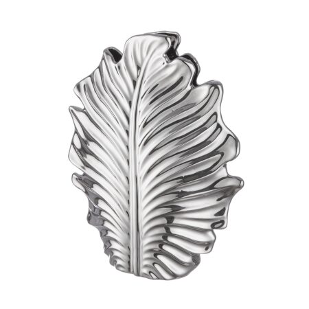 Βάζο Leaf "Monstera" Κεραμικό Ασημένιο PU 30.5x9.5x37.5cm