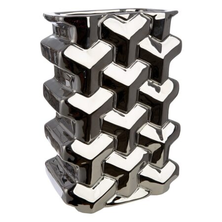 Βάζο Ορθογώνιο Κεραμικό Ασημί χρώμα 15X10X22Cm 15X10X22Cm