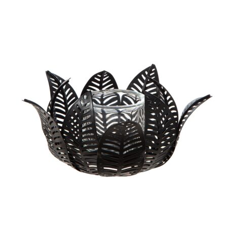 Κηροπήγιο ρεσώ Φύλλο Μοτίφ Μεταλλικό Μαύρο 18X18X9Cm 18X18X9Cm