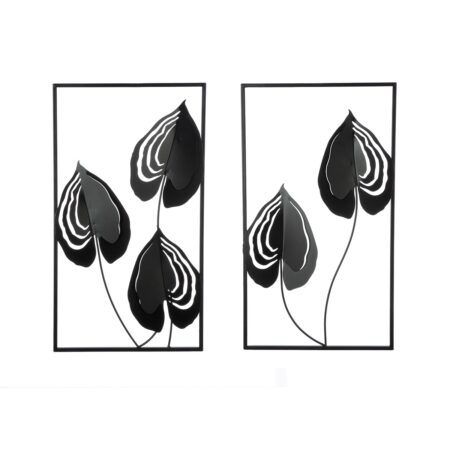 Ανάγλυφο τοίχου μοτίβο φύλλου μεταλλικό μαύρο 2 Ποικιλία 30X2X55Cm 30X2X55Cm
