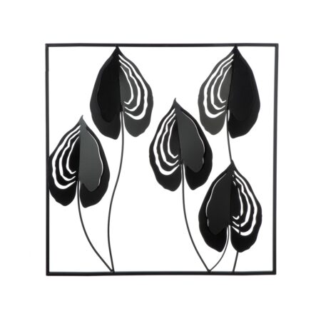 Ανάγλυφο τοίχου Μοτίβο φύλλου μεταλλικό μαύρο 55X2X55Cm 55X2X55Cm