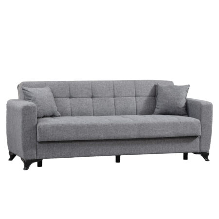 Artekko Dave Υφασμάτινος Γκρι Τριθέσιος Καναπές Κρεβάτι με Αποθηκευτικό Χώρο (214x66x83)cm Κρεβάτι (180x106x47)cm