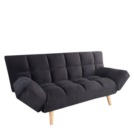Καναπές Κρεβάτι Τριθέσιος ArteLibre ELVINA Μαύρο Ύφασμα 182x82x88cm