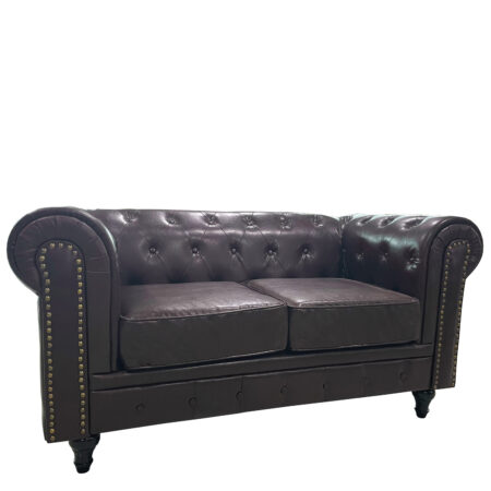 Καναπές Διθέσιος ArteLibre AVERY Σκούρο Καφέ PU 155x90x73cm