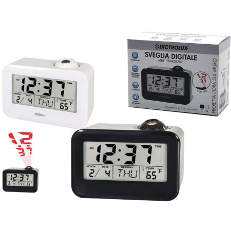 Ρολόι Ψηφιακό LED Προβολέα Μαύρο/Λευκό Πλαστικό 8x10x15cm Σε 2 Χρώματα