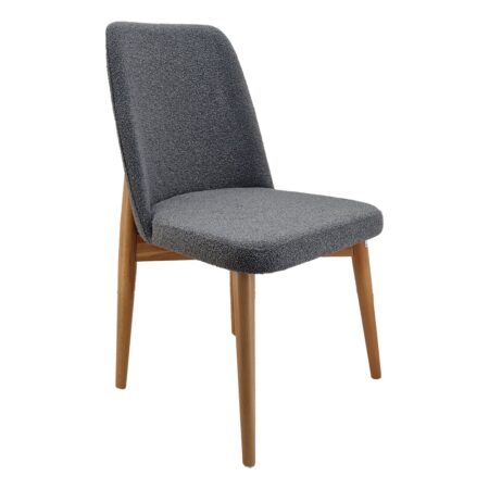 Artekko Oscar Ξύλινη Καρέκλα με Σκούρο Γκρι Μπουκλέ Ύφασμα (48x50x91)cm