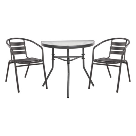 ΣΕΤ ΕΞΩΤ.ΧΩΡΟΥ 3ΤΜΧ LAURA HM21112 ΤΡΑΠΕΖΙ ΗΜΙΚΥΚΛΙΚΟ & 2 ΠΟΛΥΘΡΟΝΕΣ- ΓΚΡΙ