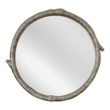 Artekko Dia Ασημί Ξύλινος Στρογγυλός Καθρέπτης Τοίχου (88x4x80)cm