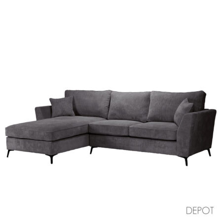 BOEL ΚΑΝΑΠΕΣ ΓΩΝΙΑ ΑΡΙΣΤΕΡΗ ΓΚΡΙ LINCOLN 90 280x170x92cm